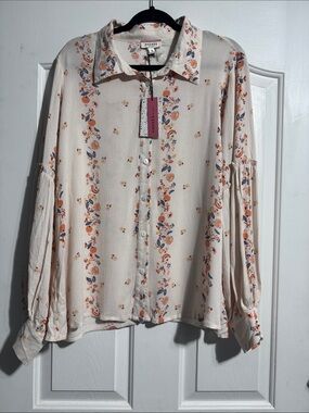 Andrée by Unit Floral Button Front Blouse NWT | Size 1X | Boho Romantic Flowy
